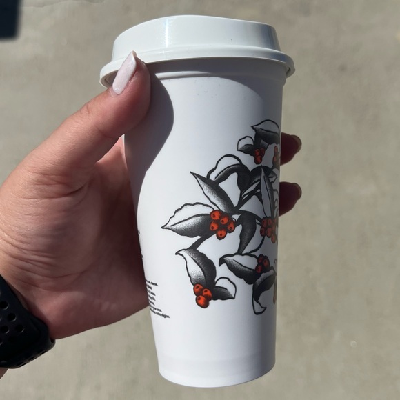 Starbucks Reusable Hot Cup White with Mistletoe - NEW - Picture 4 of 6